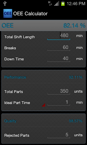 OEE Calculator Screenshot 1