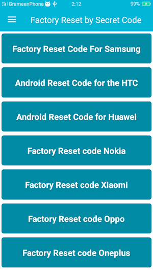 Factory Reset by Secret Code Screenshot 0