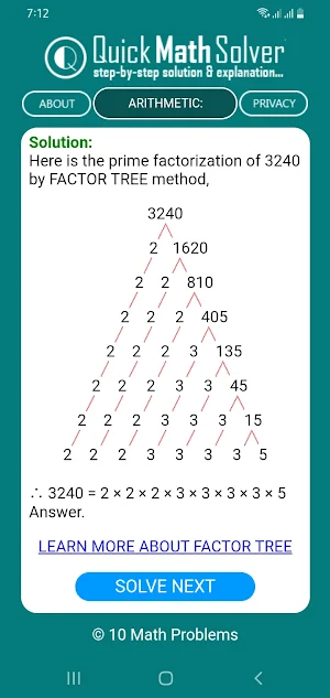 Quick Math Solver Screenshot 0
