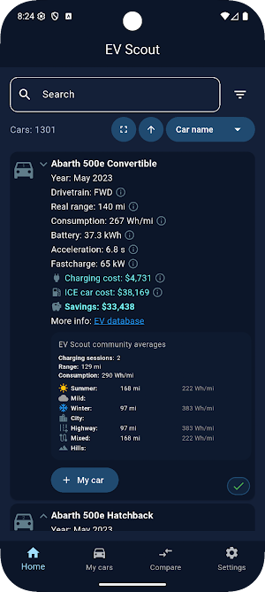 EV Scout: Range, Charging cost Screenshot 0