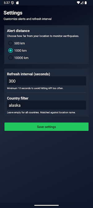 Earthquake Alert Screenshot 1
