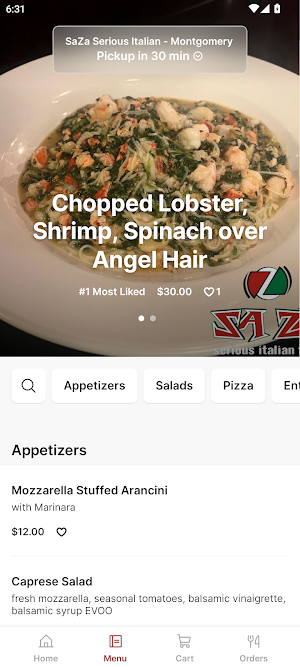 Saza Serious Italian Food Screenshot 1