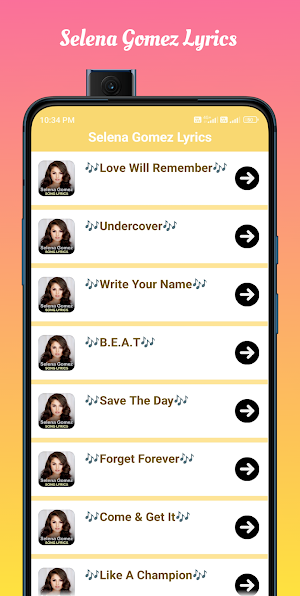 Selena Gomez Song Lyrics Screenshot 2