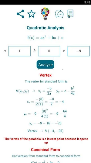 Quadratic Analysis PRO Screenshot 2
