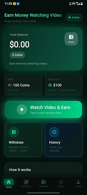 Earn Money Watching Video Screenshot 0