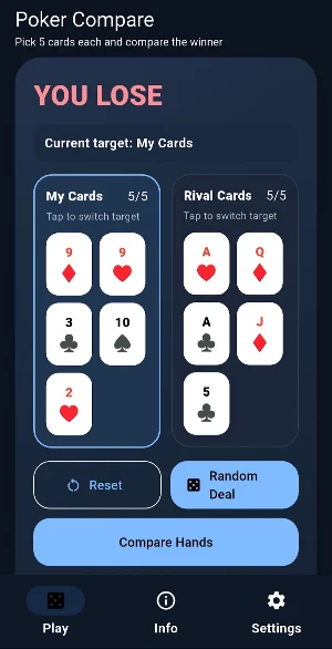 Poker Hand Winner Compare Screenshot 2