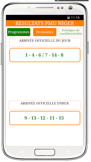 RESULTATS PMU NIGER Screenshot 0