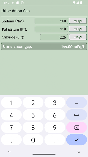 Urine Anion Gap Calculator Screenshot 2