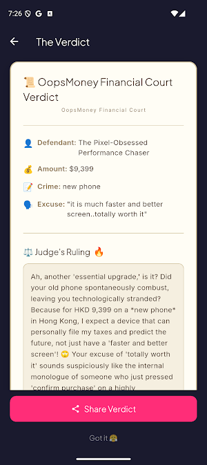 OopsMoney: Mean Budget Tracker Screenshot 1