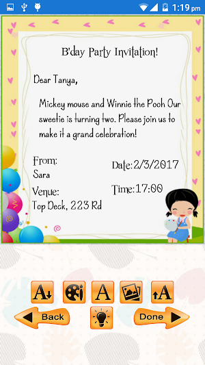 Kids Birthday Invitation Maker Screenshot 3