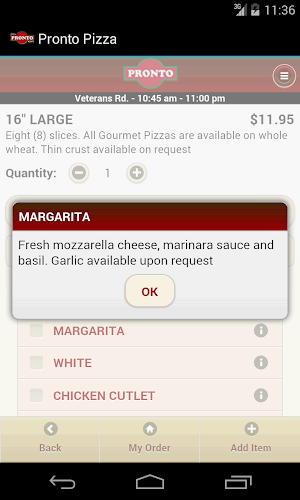 Pronto Pizza Screenshot 2