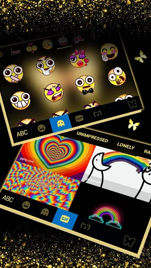 Shine Gold Butterfly Keyboard Background Screenshot 3