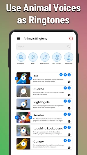 Animals and Birds Ringtones Screenshot 0