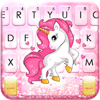 Pink Glitter Unicorn Keyboard Theme