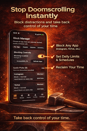 FocusForge: Site & App Blocker Screenshot 0