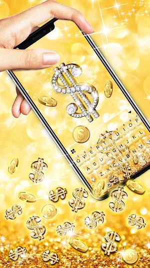 Golden Dollar Gravity Keyboard Background Screenshot 1