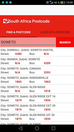 South Africa Postal Code Screenshot 2