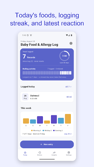 Baby Food & Allergy Log Screenshot 0