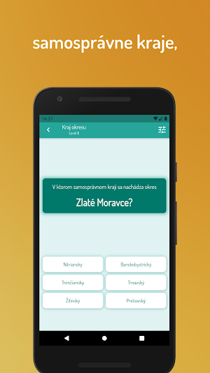 Kvíz Slovensko - Okresy, mestá a samosprávne kraje Screenshot 1
