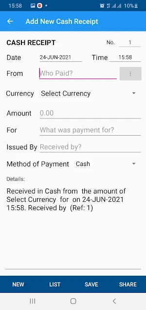 Cash Receipt Pro Screenshot 1
