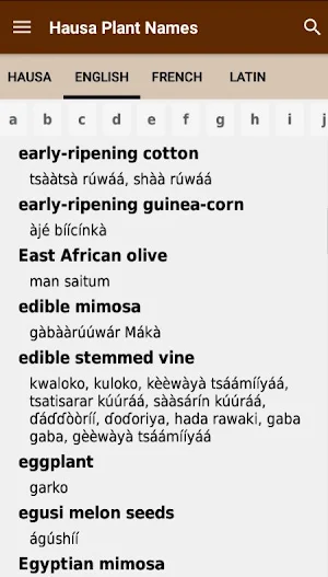 Hausa Plant Names Screenshot 1