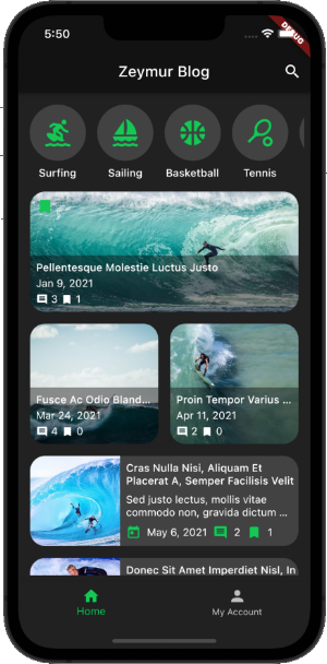 Zeymur Blog Template Flutter Screenshot 1