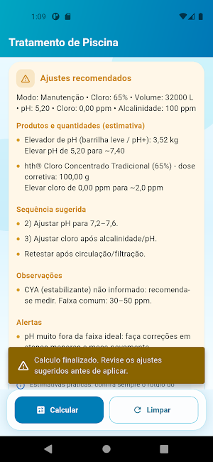 Tratamento de piscina Screenshot 2