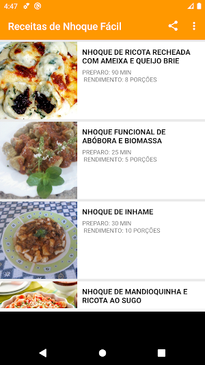Receitas de Nhoque Fácil Screenshot 1