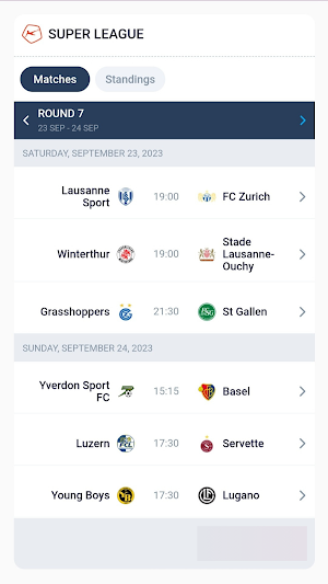 Swiss Football LiveScores Screenshot 1