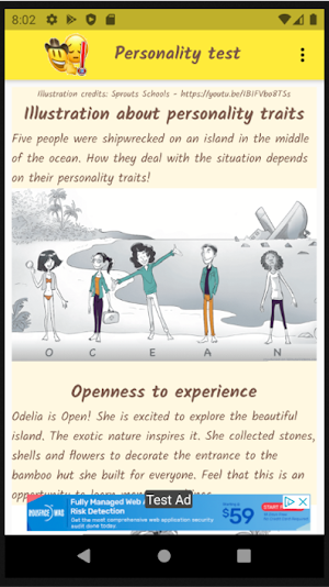 Personality Test Screenshot 1