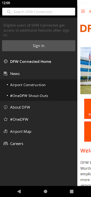 DFW Connected App Screenshot 1