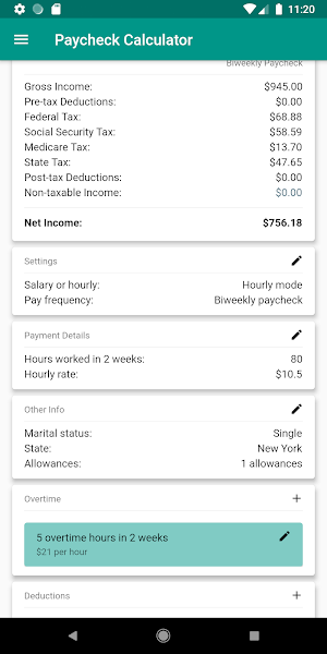 Paycheck Calculator (US) Screenshot 3