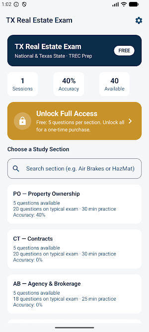 TX Real Estate Exam 2026 Screenshot 0