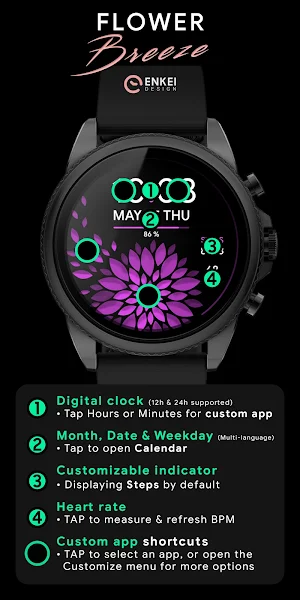Flower Breeze - watch face Screenshot 3