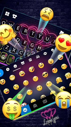Neon Heart Balloons Keyboard Background Screenshot 3
