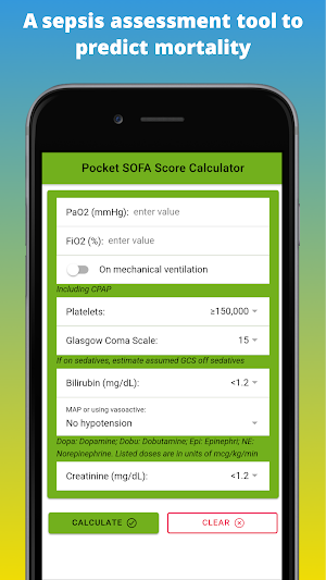 SOFA Score Calculator - Sepsis Assessment Tool Screenshot 0