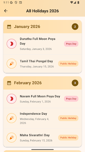 Sri Lanka 2026 Calendar Screenshot 2