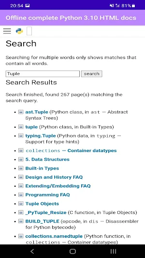 Python 3.10.0 docs Screenshot 1