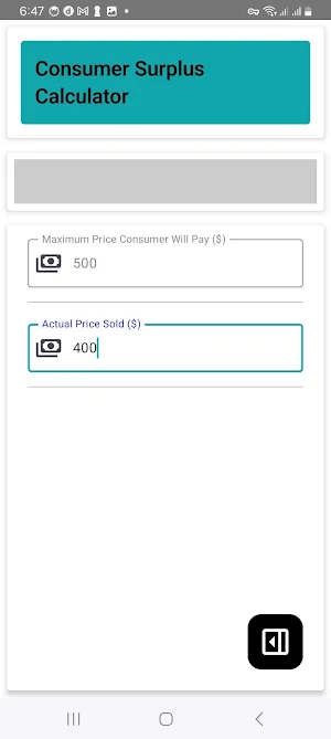 Consumer Surplus Calculator Screenshot 2