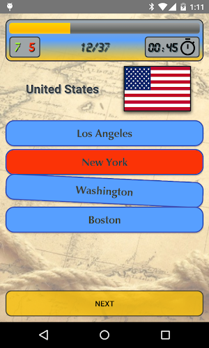 World Capitals (Quiz). Educational game. Screenshot 2