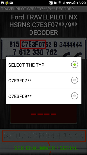Travelpilot C7E3F07** C7E3F09** Radiocode Decoder Screenshot 1