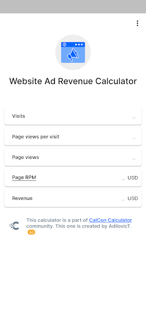 Website Ad Revenue Calculator Screenshot 0
