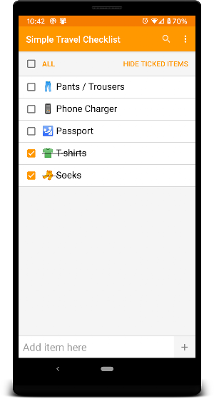 Simple Travel Checklist, Reminder & Widget Screenshot 2