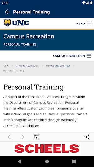 UNCO Campus Rec App Screenshot 2