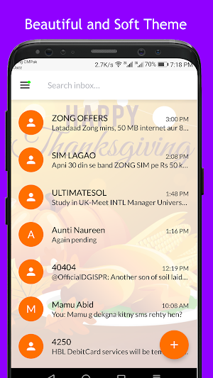 Thanksgiving SMS Dual Theme Screenshot 2