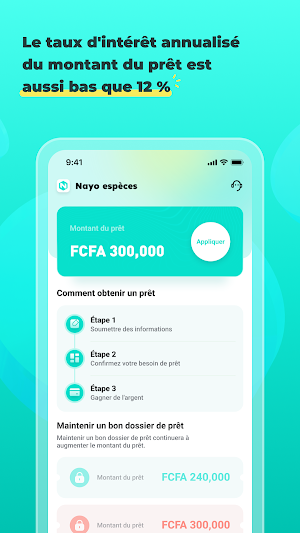 Nayo espèces-prêt app Screenshot 1
