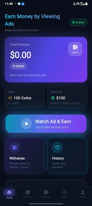 Earn Money by Viewing Ads Screenshot 0