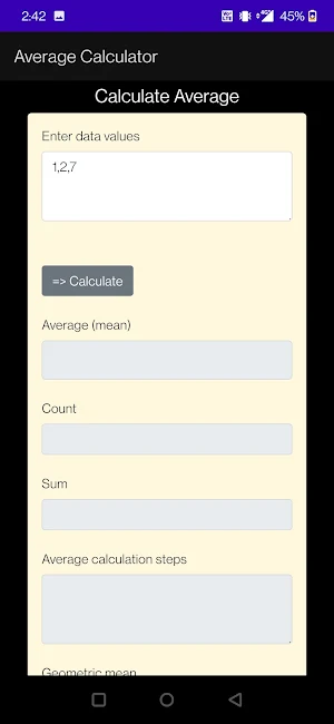 Average Calculator Screenshot 1