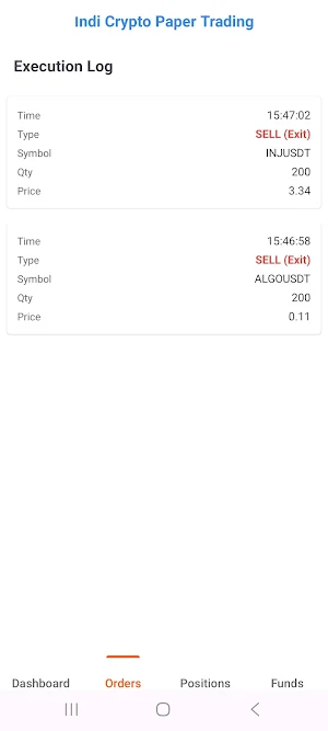 Indi Crypto Paper Trading Screenshot 2