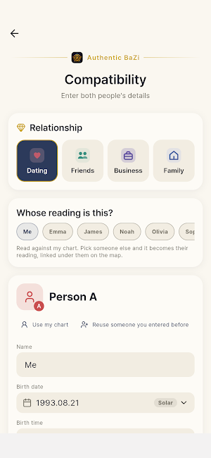 Four Pillars Match – BaZi Screenshot 1